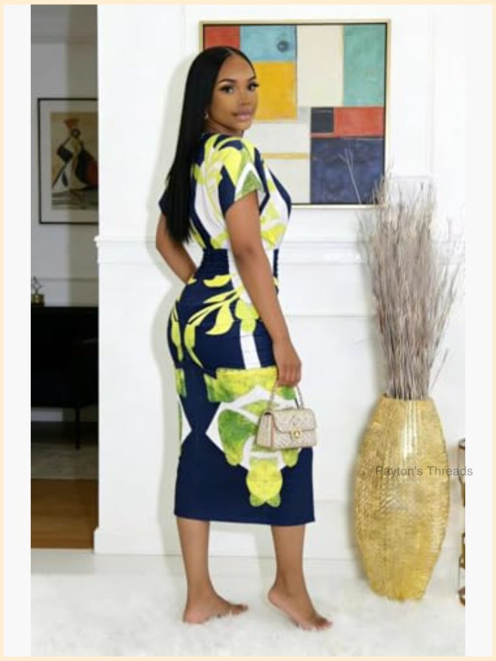 Sexy V Neck Casual Bodycon Maxi Dress Ruched Midi Dresses Plus Size - Picture 5 of 6